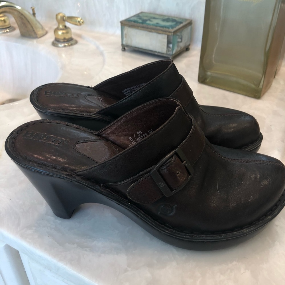 Born clogs brown leather slides Sz 8 - Picture 3 of 15